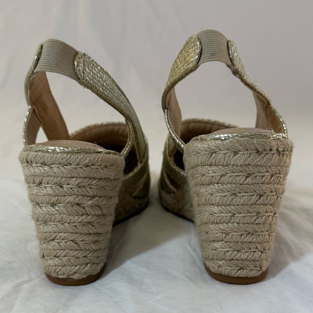 Lauren Penelopie Gold Wedge Espadrille Sandals Size 8 NWOT - Picture 7 of 8